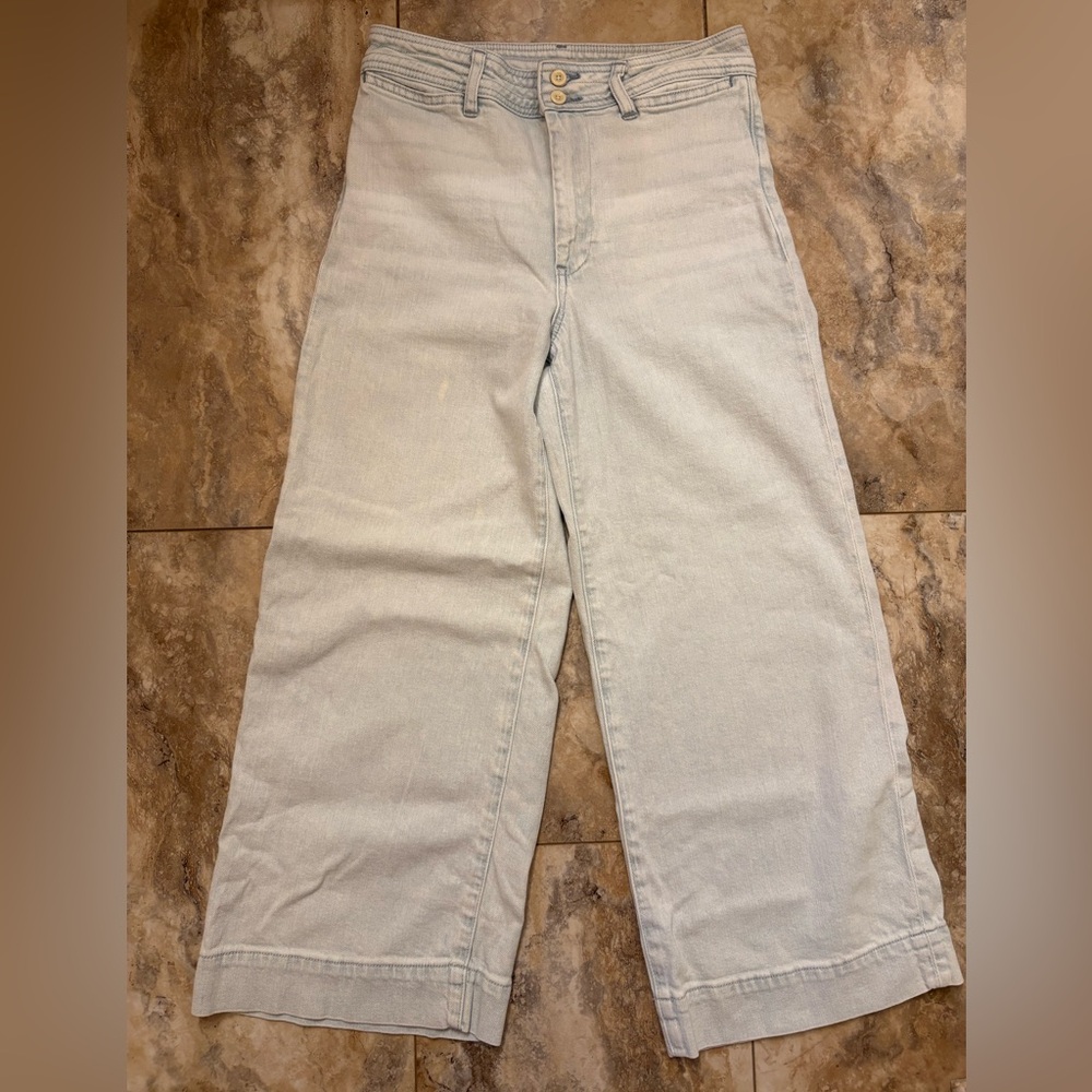 Faherty Harbor Cropped Wide-Leg Jeans Light Wash Women’s Size 28